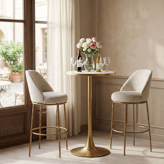 Nordhavn Swivel Barstool Beige & Gold