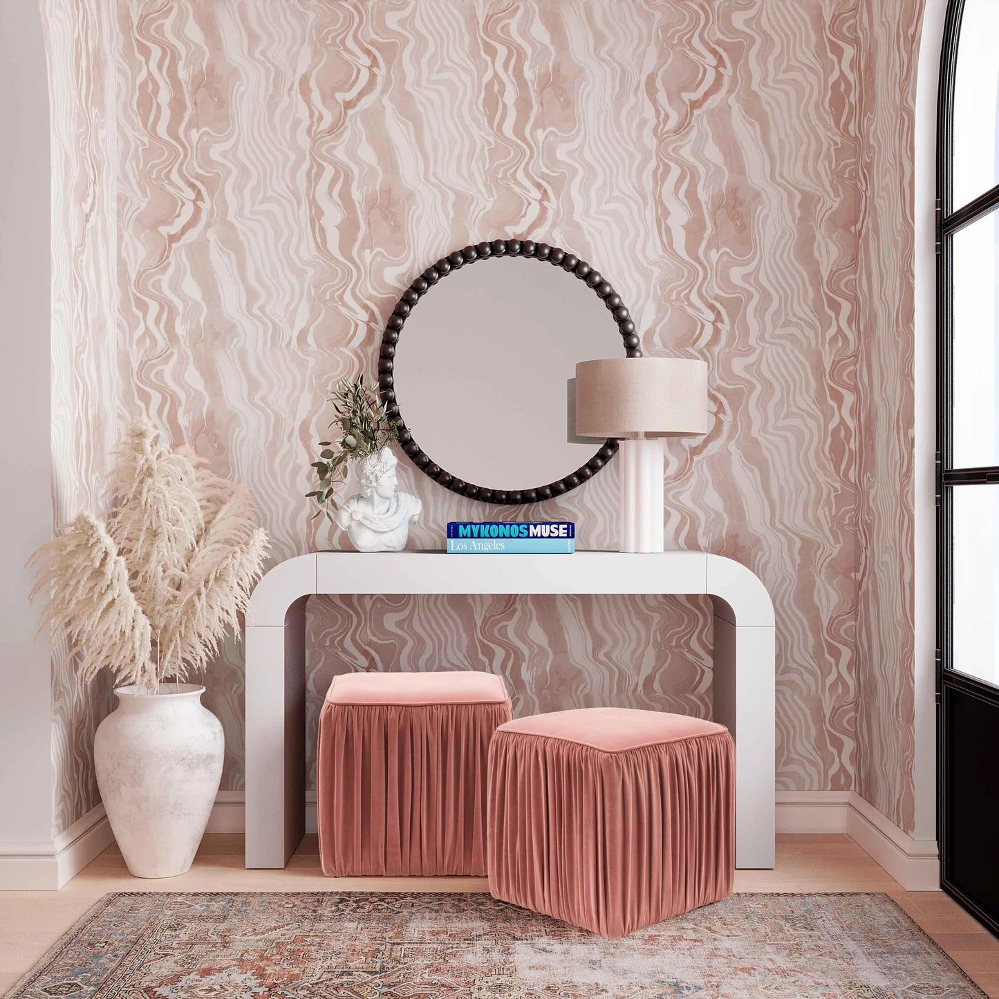 Baria Wooden Round Wall Mirror