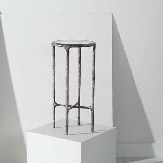 Jessa Forged Metal Tall Round End Table