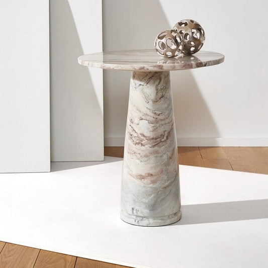 Valentia Tall Round Marble Accent Table