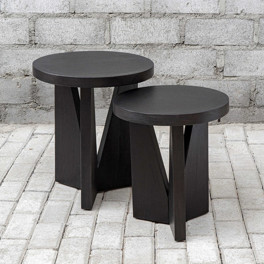 NADETTE NESTING TABLES, ESPRESSO, S/2