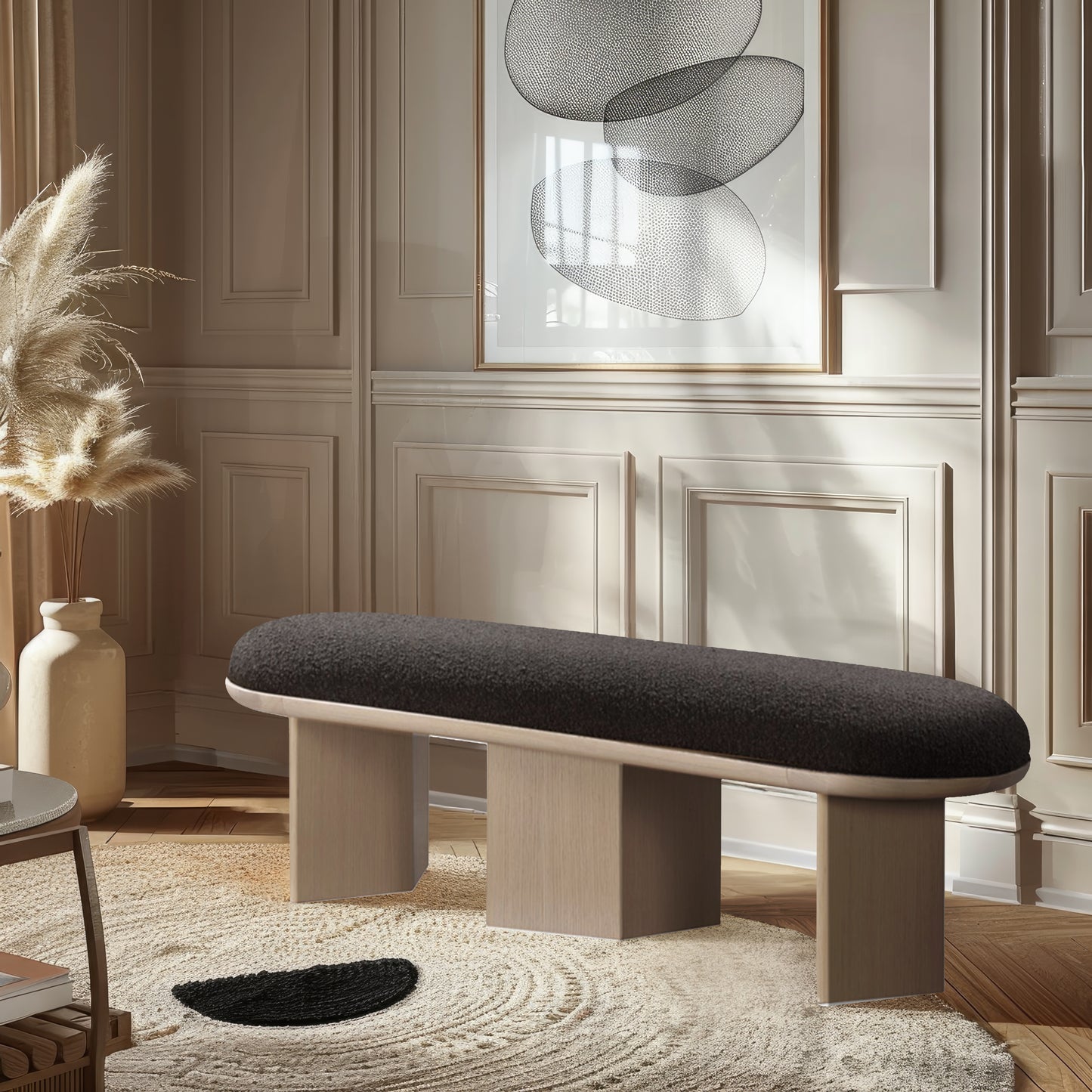 Wilshire Boucle Fabric Bench