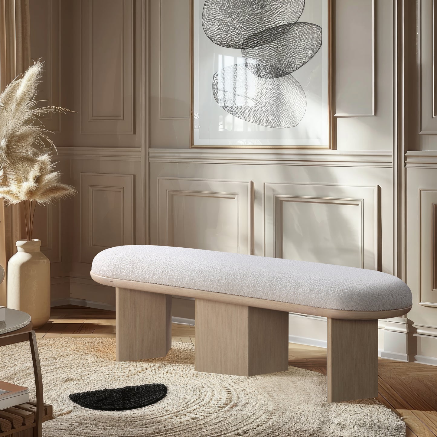 Wilshire Boucle Fabric Bench