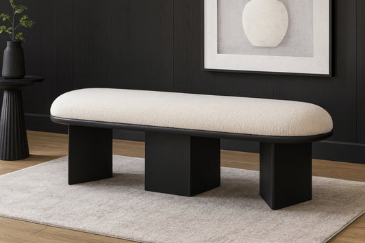 Wilshire Boucle Fabric Upholstered Bench