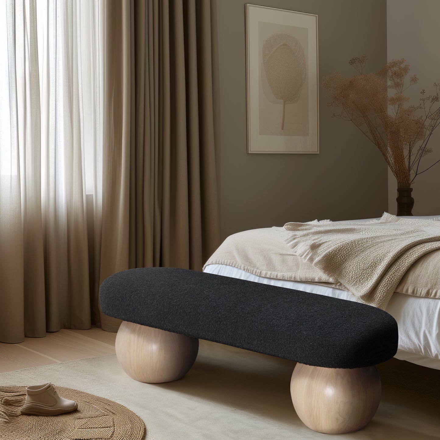 Bowie Boucle Fabric Bench