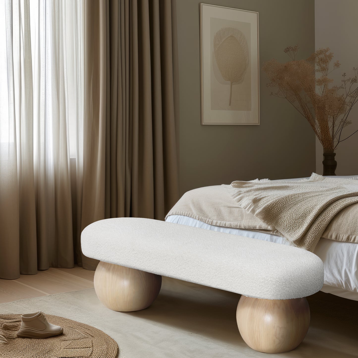 Bowie Boucle Fabric Bench