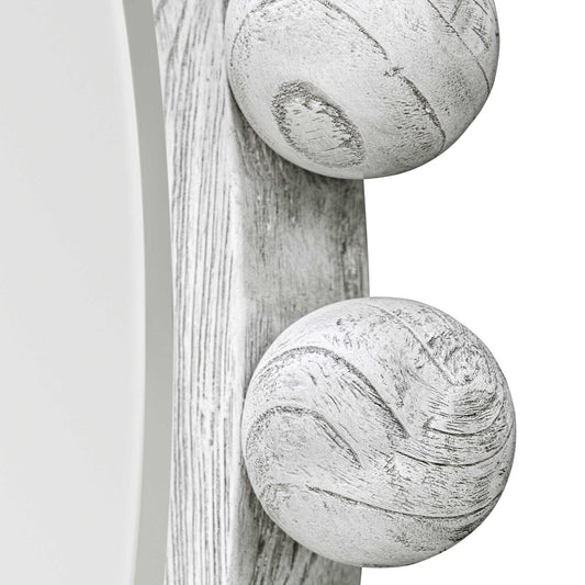 CYRA WOOD ROUND MIRROR, AGED IVORY