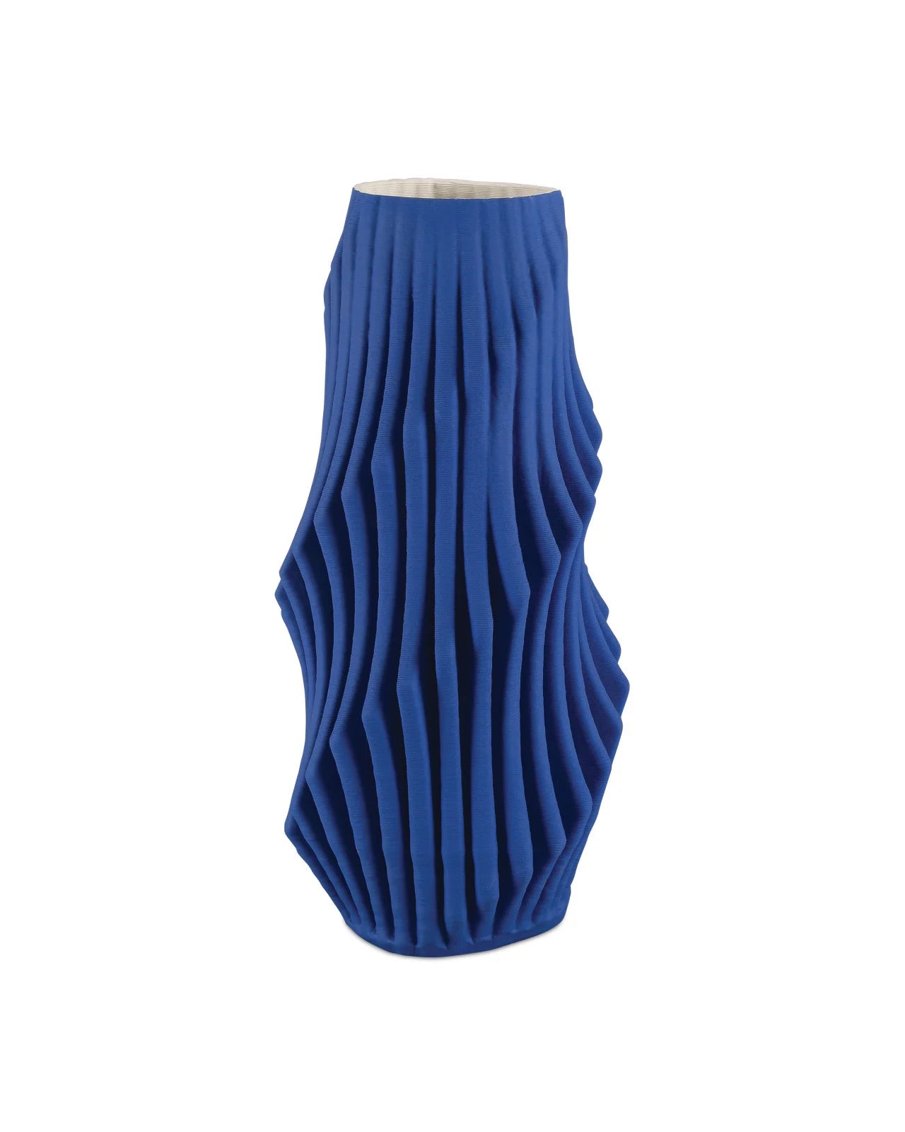 blue Pleat Large Vase