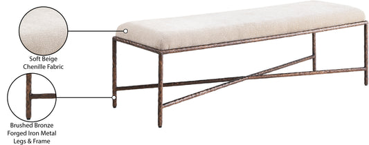 Valley Chenille Fabric Upholstered Bench