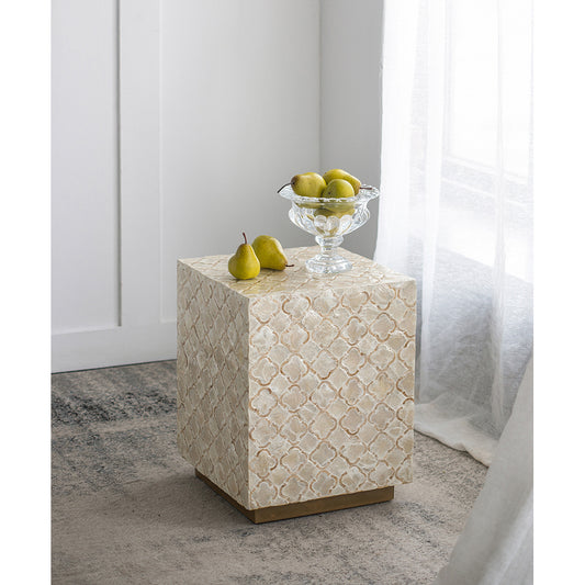 Capiz Stool, Square, Cream