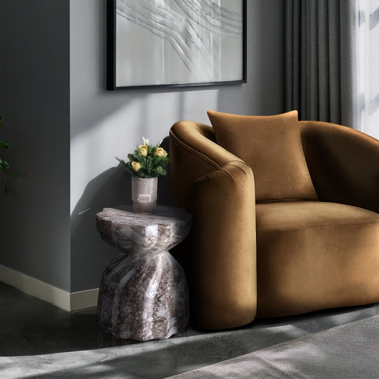 Caserta Travertine Finish Indoor/Outdoor Concrete End Table