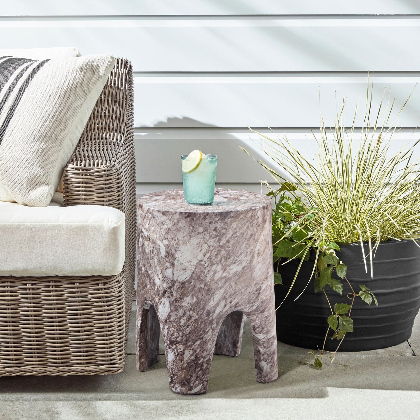 Foligno Marble Finish Indoor/Outdoor Concrete End Table