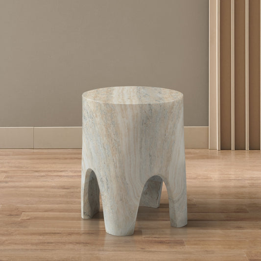 Foligno Travertine Finish Indoor/Outdoor Concrete End Table