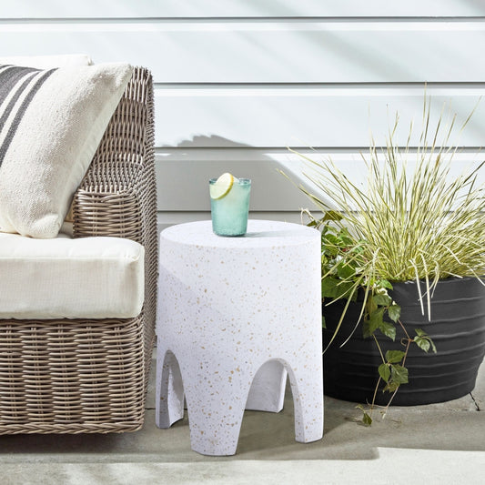 Foligno Travertine Finish Indoor/Outdoor Concrete End Table
