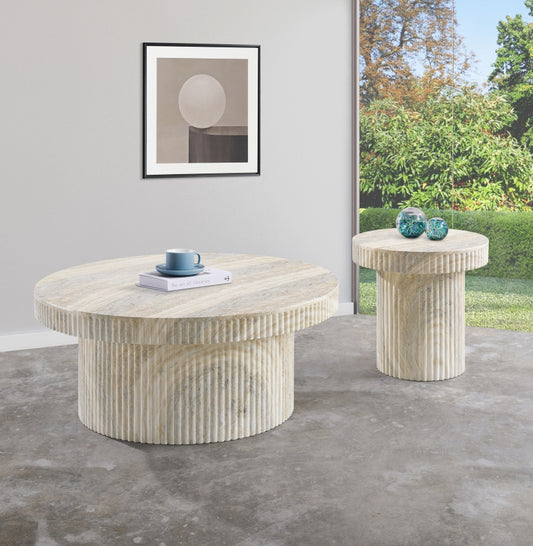 Legatto Travertine Finish Indoor/Outdoor Concrete Coffee Table