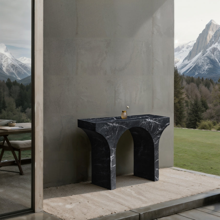 Black Pomezia Marble Finish Console Table