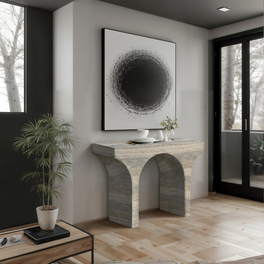 Pomezia Travertine Finish Console Table