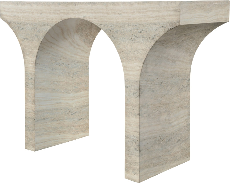 Pomezia Travertine Finish Console Table