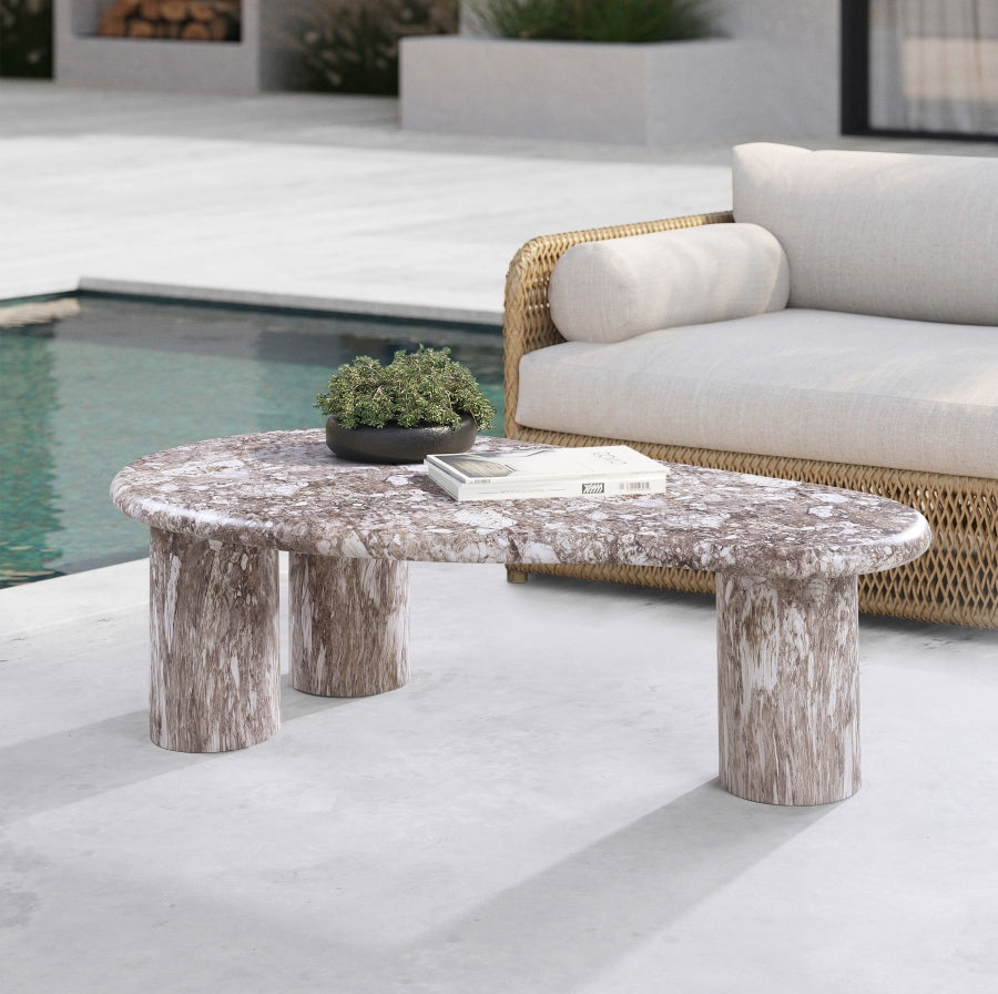 Sassari Travertine Finish Indoor/Outdoor Concrete Coffee Table