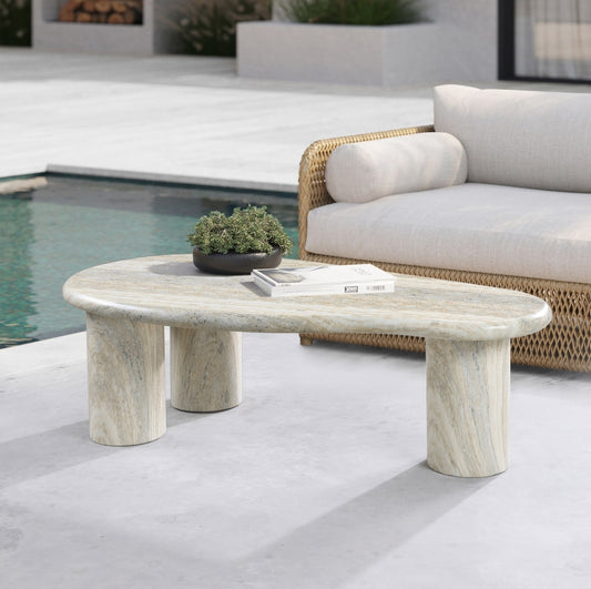Sassari Travertine Finish Indoor/Outdoor Concrete Coffee Table