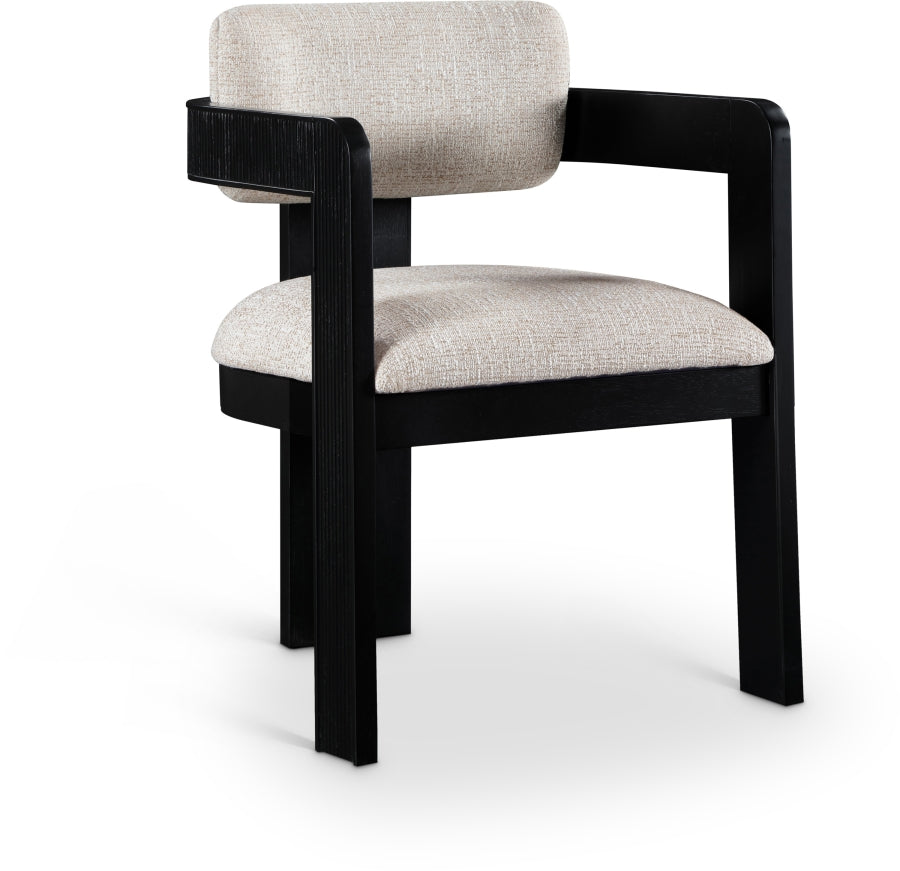 Sacha Linen Textured Fabric Upholstered Dining Chair