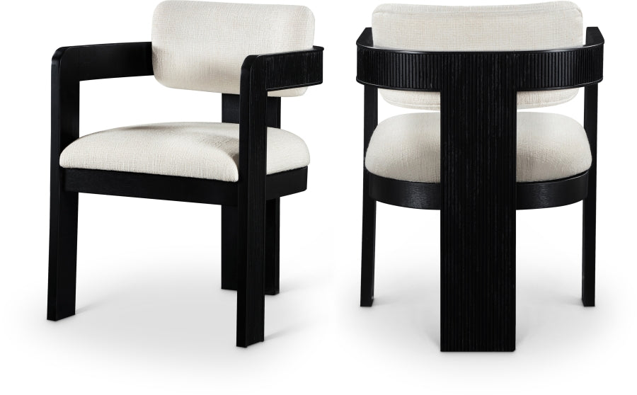 Sacha Linen Textured Fabric Upholstered Dining Chair