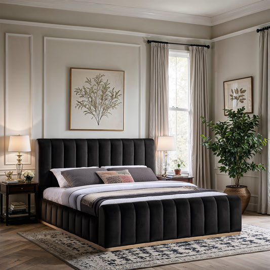 Amara Velvet Upholstered Bed Importada