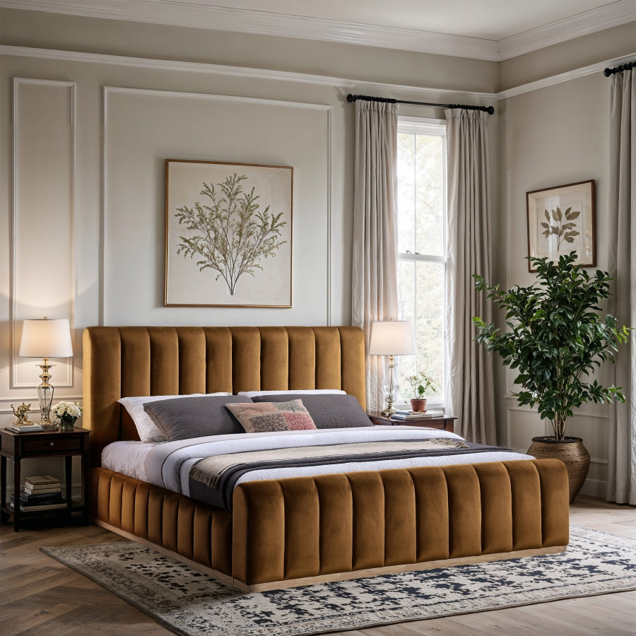 Amara Velvet Upholstered Bed Importada