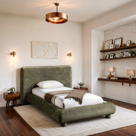 Blair Chenille Fabric Upholstered Twin Bed Importada