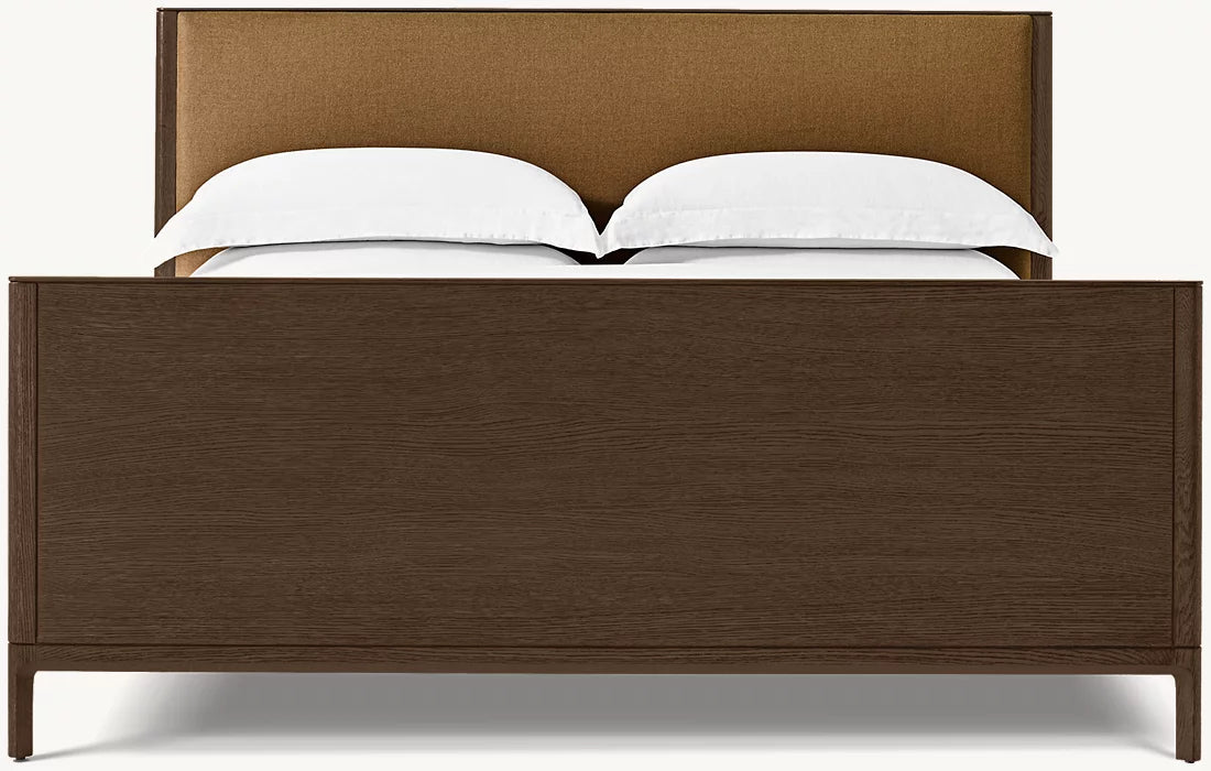 CAMA DE PANEL DE TELA PADUA CON PIE DE CAMA
