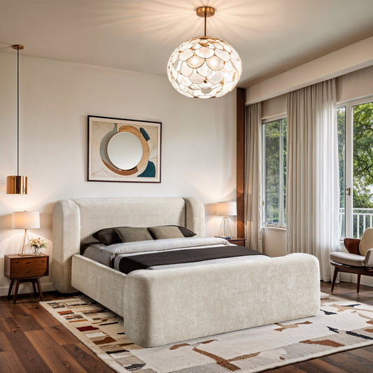 Modena Chenille Fabric Upholstered Bed