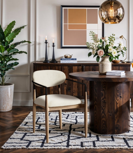 Riccio Performance Fabric Upholstered Dining Arm Chair