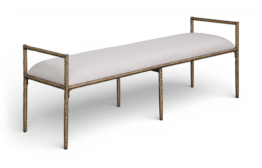 Axis Linen Textured Fabric Upholstered Bench