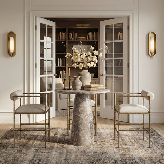 Axis Linen Textured Fabric Upholstered Counter Stool