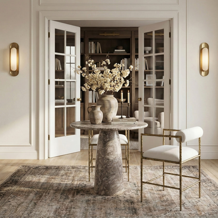 Axis Linen Textured Fabric Upholstered Counter Stool