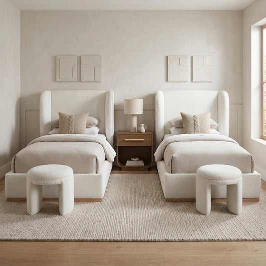 Aurin Linen Textured Fabric Upholstered Bed