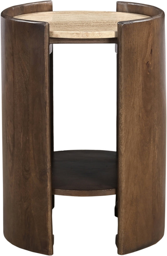 Solstice Travertine And Mango Wood End Table
