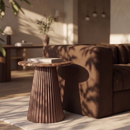 Cindra Genuine Marble Top And Iron Base End Table