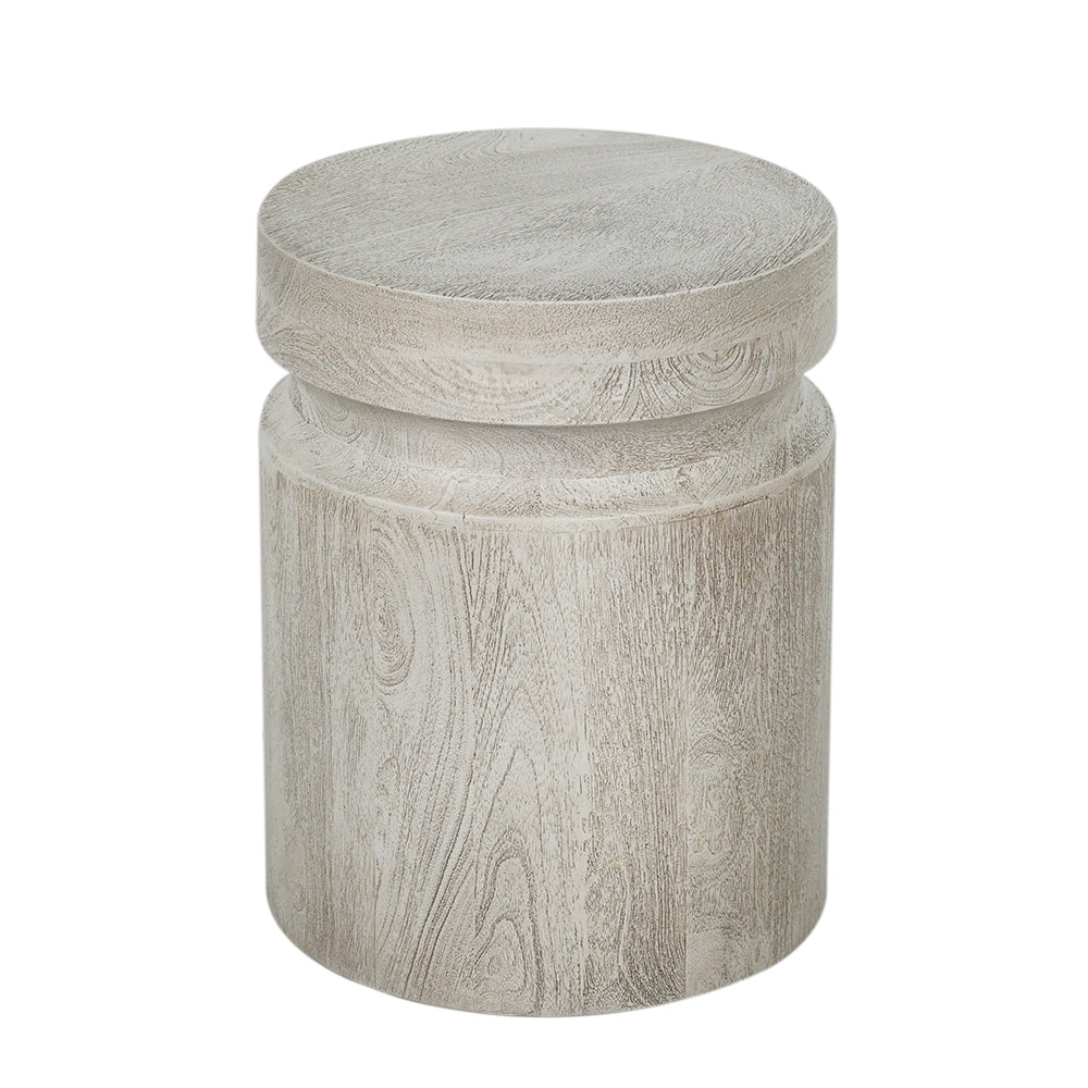 Cream Wooden Cylinder Side Table 1EA/CTN