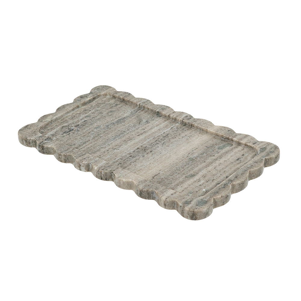 Scalloped Marble Tray with Natural Gray Finish