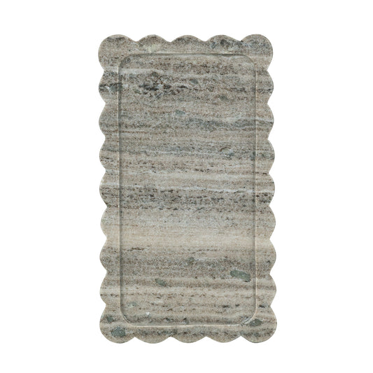 Scalloped Marble Tray with Natural Gray Finish