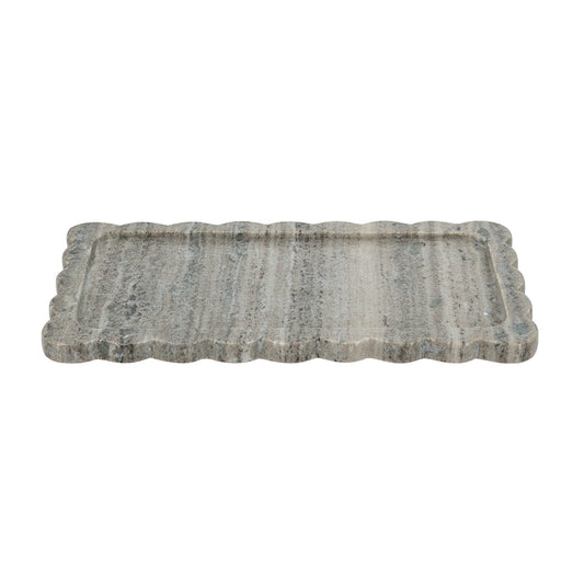 Scalloped Marble Tray with Natural Gray Finish