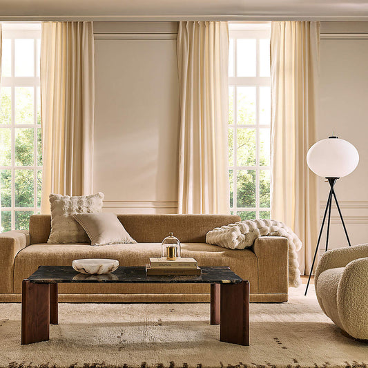 Faible Wheat Performance Velvet Sofa