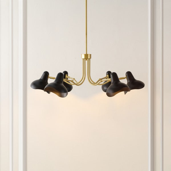 MYKOLA 6 LIGHT BLACK / BRASS CHANDELIER