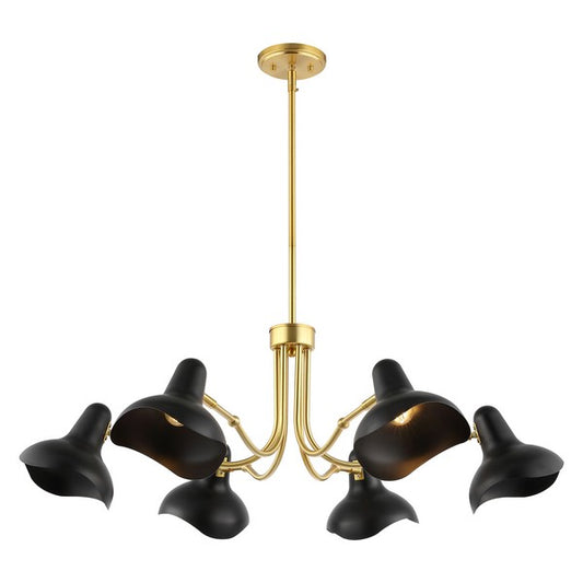 MYKOLA 6 LIGHT BLACK / BRASS CHANDELIER