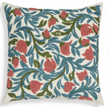 Tulip Embroidered Floral Wool, Square Accent Cushion