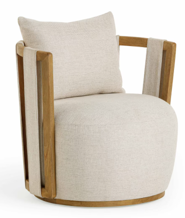 Paolo Cream Textured Weave Swivel Chair
