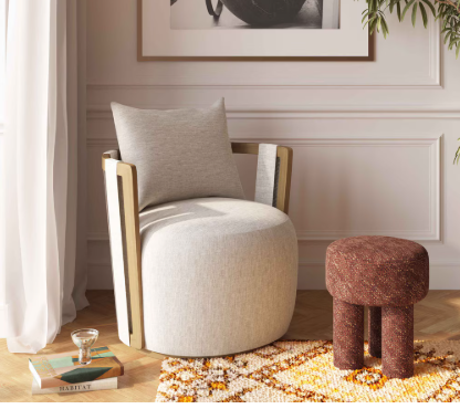 Paolo Cream Textured Weave Swivel Chair