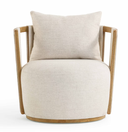 Paolo Cream Textured Weave Swivel Chair