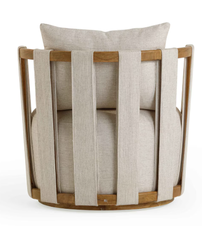 Paolo Cream Textured Weave Swivel Chair